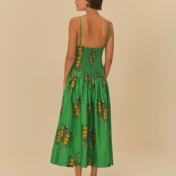 Farm RIO Floral Maracanã Green Dress S XL 100% cotton new - Picture 3 of 15